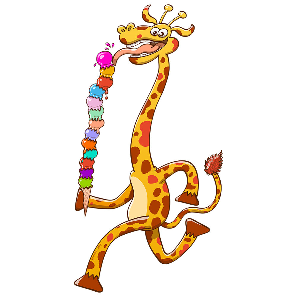 Cool giraffe eating ice cream
