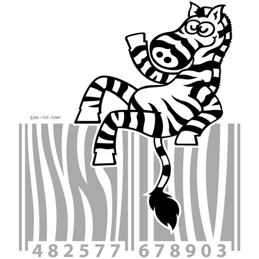 Cool zebra waving while sitting on a barcode
