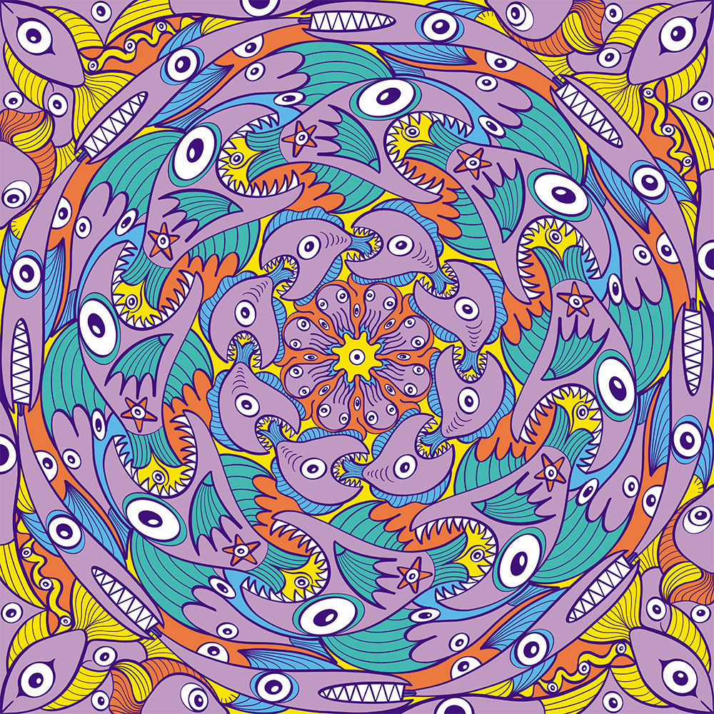 Fintastic Fiesta: An Enchanting Illustrated Fish Extravaganza. Rotative Pattern Design by Zoo&co