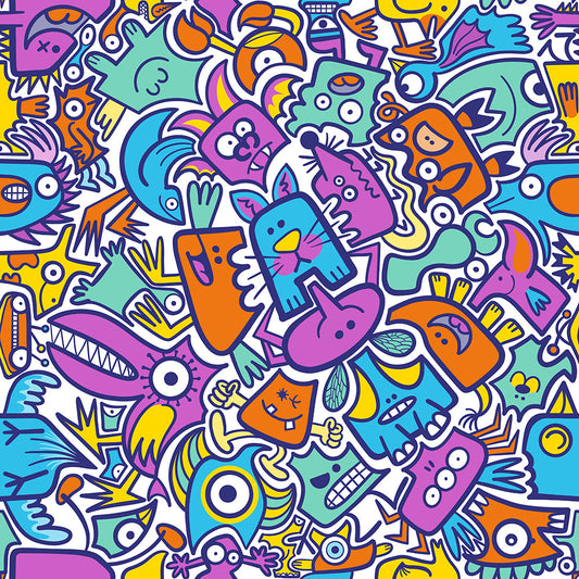 Funny multicolor doodle world pattern design