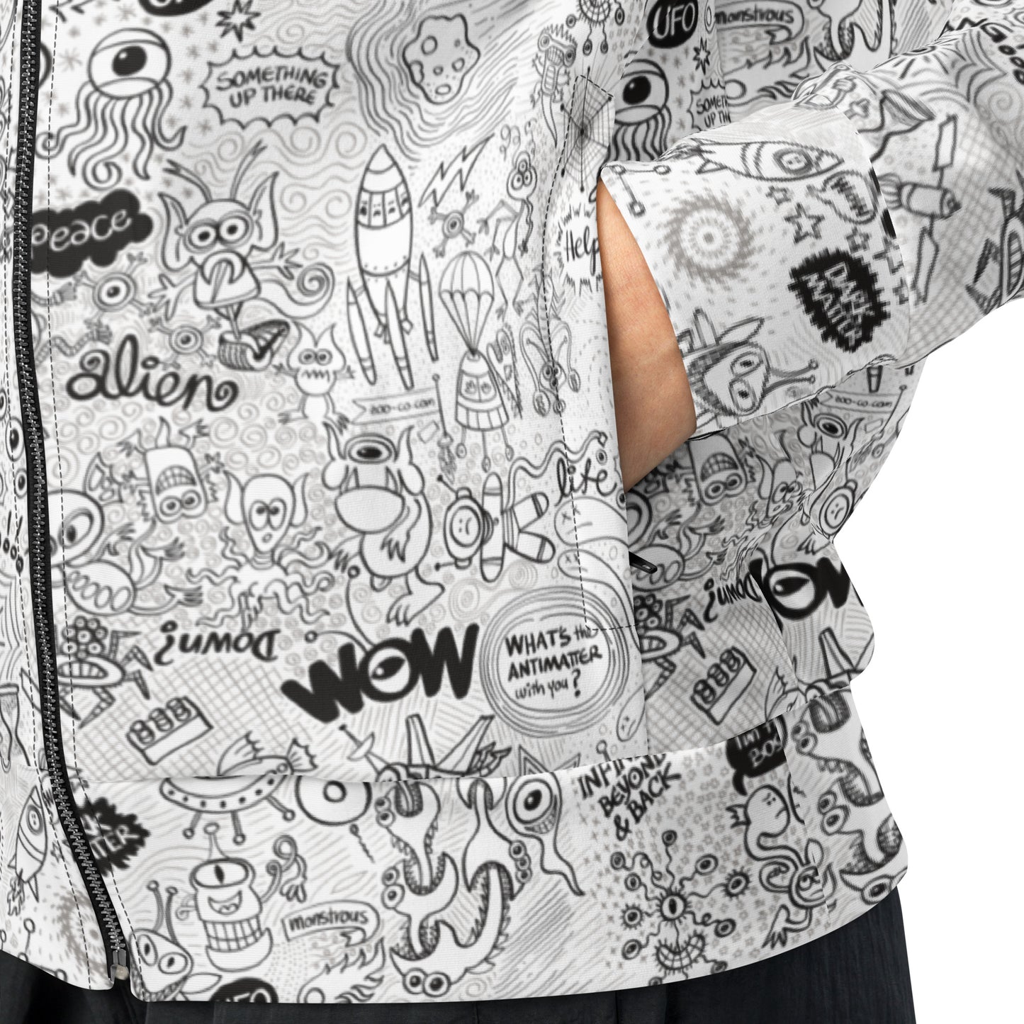 Celebrating the most comprehensive doodle art of the universe all over-print recycled unisex track jacket. Product-details