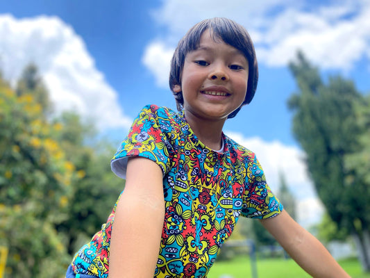 Doodle Dreamscape: Cosmic Critter Carnival - Kids crew neck t-shirt. Lifestyle