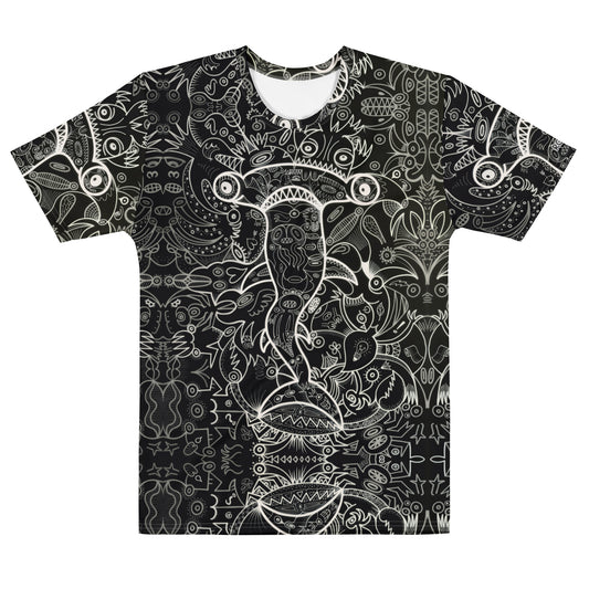 Hammerhead Sharkadelic Men’s Cotton Art T-Shirt. Flat front view