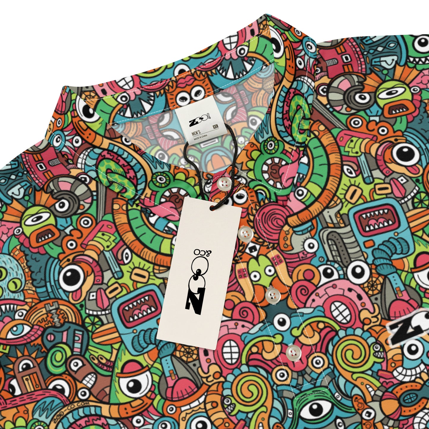 Robot Odyssey: Men’s Slim Fit Polo with Quirky Bots. Product details