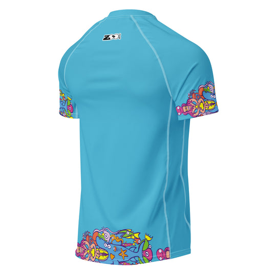 Surfing is a True Extreme Sport Men’s Short Sleeve Rash Guard. Back view