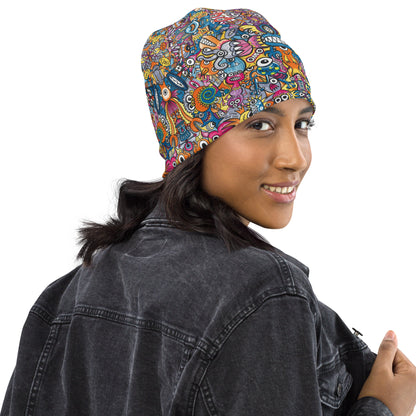 Monsters vs robots ultimate battle All-Over Print Beanie. Lifestyle