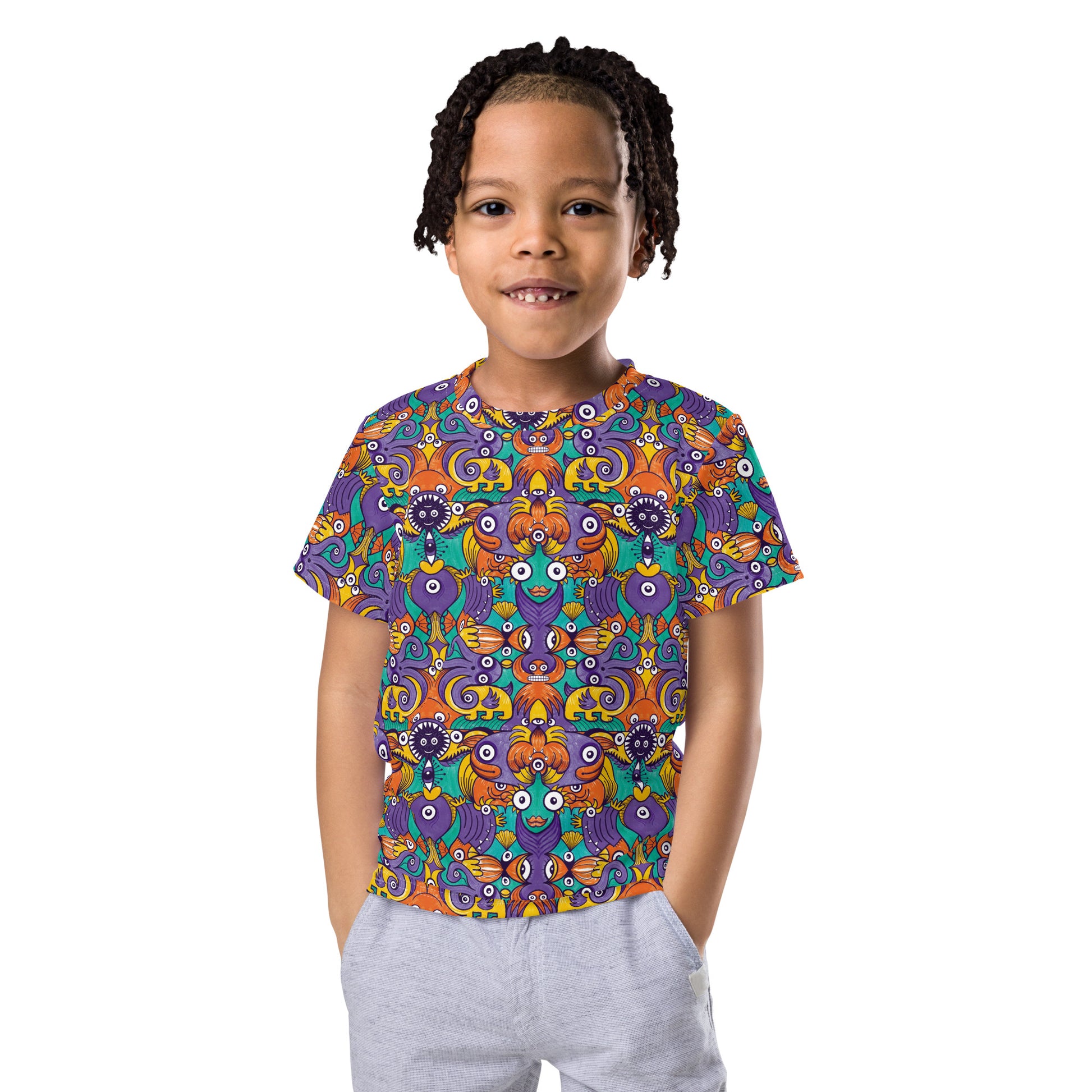 Dive into Whimsical Waters: An Undersea Odyssey - Kids crew neck t-shirt. Front view