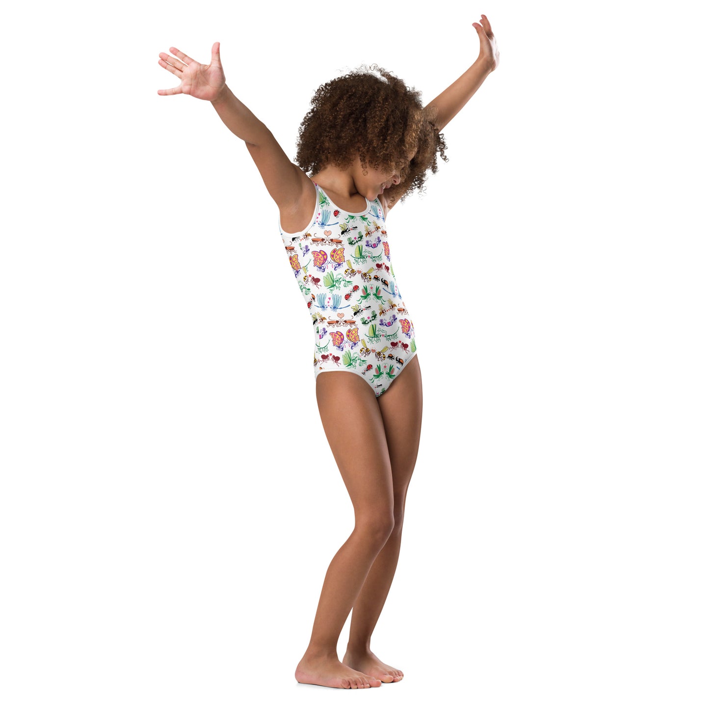Cool insects madly in love All-Over Print Kids Swimsuit. Right front view