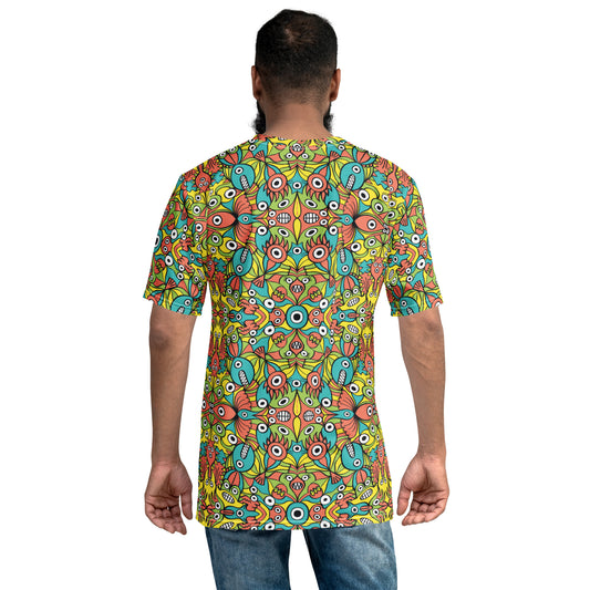 Alien monsters pattern design All-over print Men's T-shirt. Back view