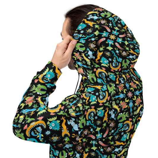 Sea creatures pattern design Unisex Hoodie. Product details