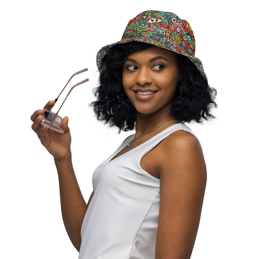 Robot Odyssey: A High-Tech Adventure with Quirky Bots - Reversible bucket hat. Lifestyle