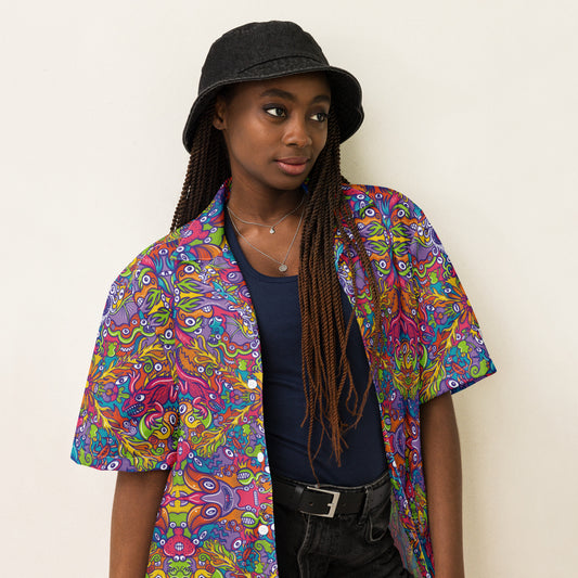 The Wizard's Dream: Shaping a New Generation of Doodle Creatures - Unisex button shirt. Lifestyle