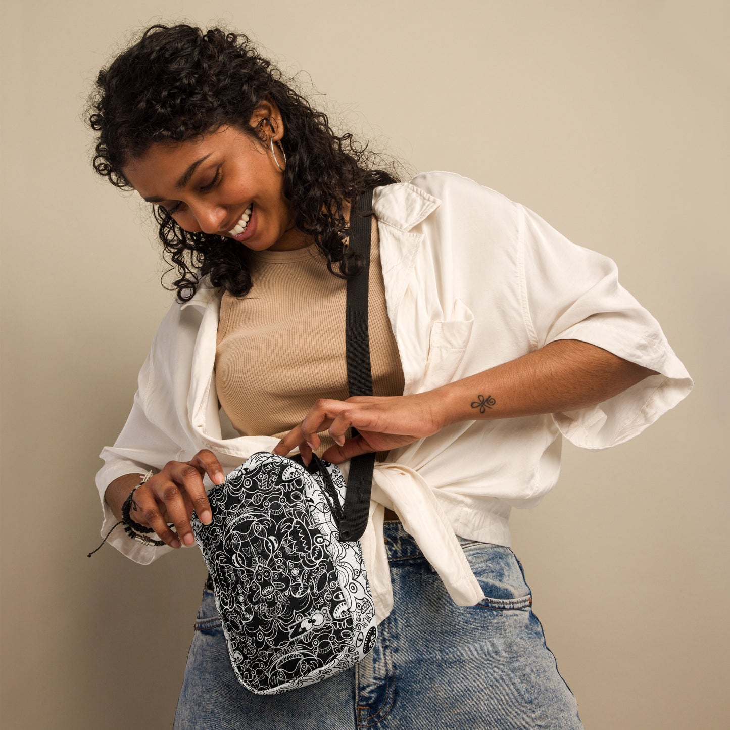The powerful dark side of the Doodle world - Utility crossbody bag. Lifestyle