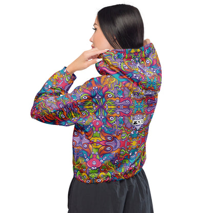 The Wizard's Dream: Shaping a New Generation of Doodle Creatures - Women’s cropped windbreaker. Back view