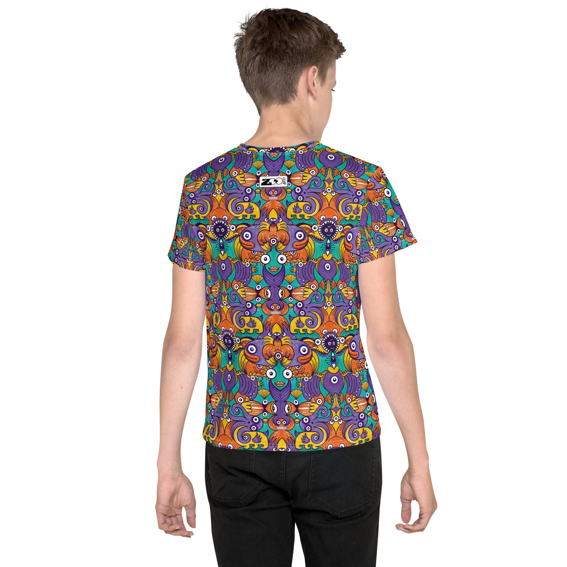 Dive into Whimsical Waters: An Undersea Odyssey - Youth crew neck t-shirt. Back view