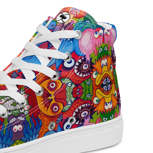 Doodle Folie Men’s High Top Canvas Shoes. Product details