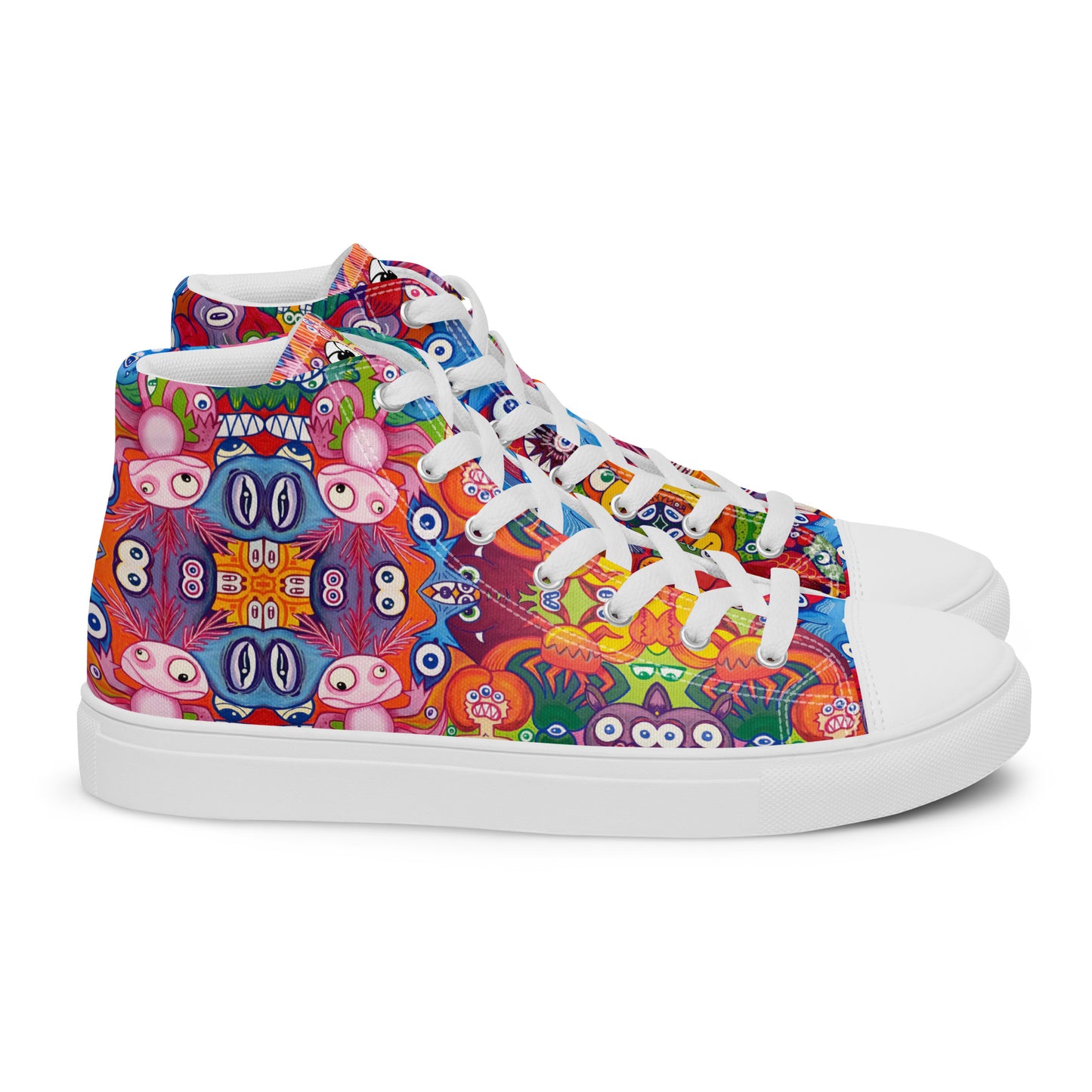 Doodle Folie Men’s High Top Canvas Shoes. Side view