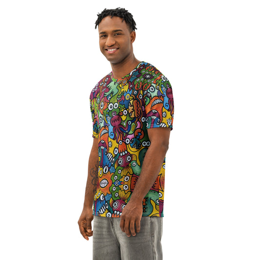 Doodle Planet Men’s Cotton Art T-Shirt. Lifestyle