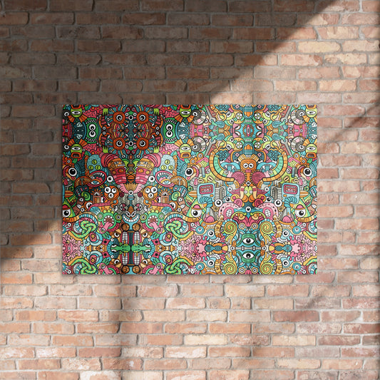 Robot Odyssey: A High-Tech Adventure with Quirky Bots - Metal prints. 24" x 36". Lifestyle