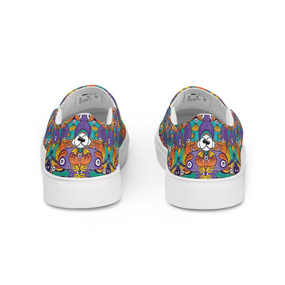 Dive into Whimsical Waters: An Undersea Odyssey - Men’s slip-on canvas shoes. Back view