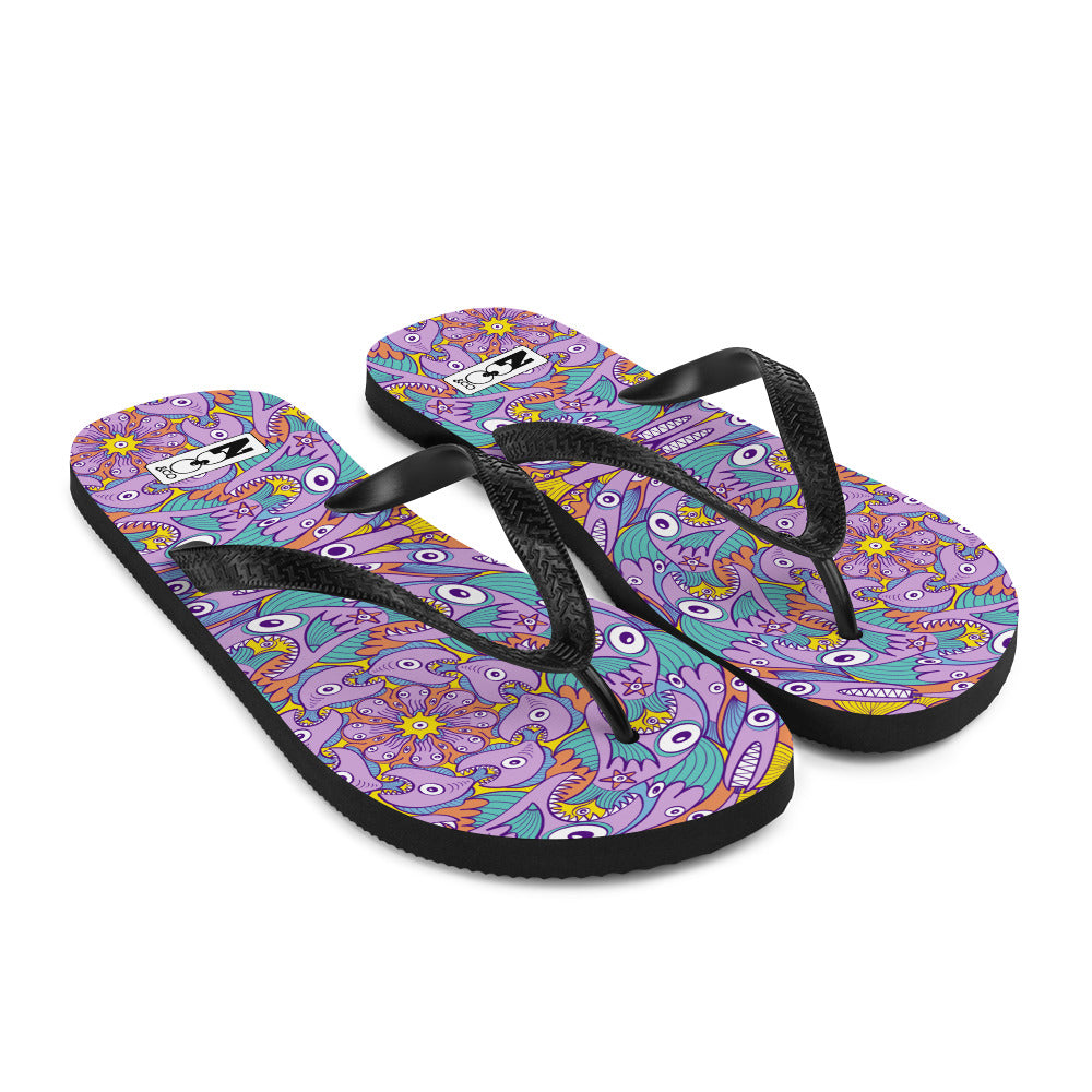 Fintastic Fiesta: Enchanting Illustrated Fish Extravaganza Flip-Flops. Overview