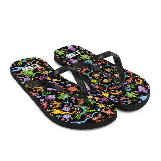 Ocean critters mandala pattern Flip-Flops. Overview