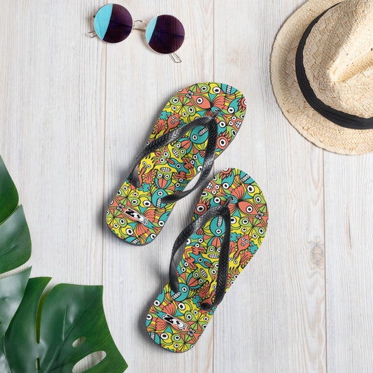 Alien monsters pattern design Flip-Flops. Lifestyle