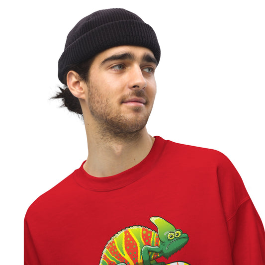 Christmas chameleon ready for the big season - Unisex Sweatshirt. Red. lifestyle