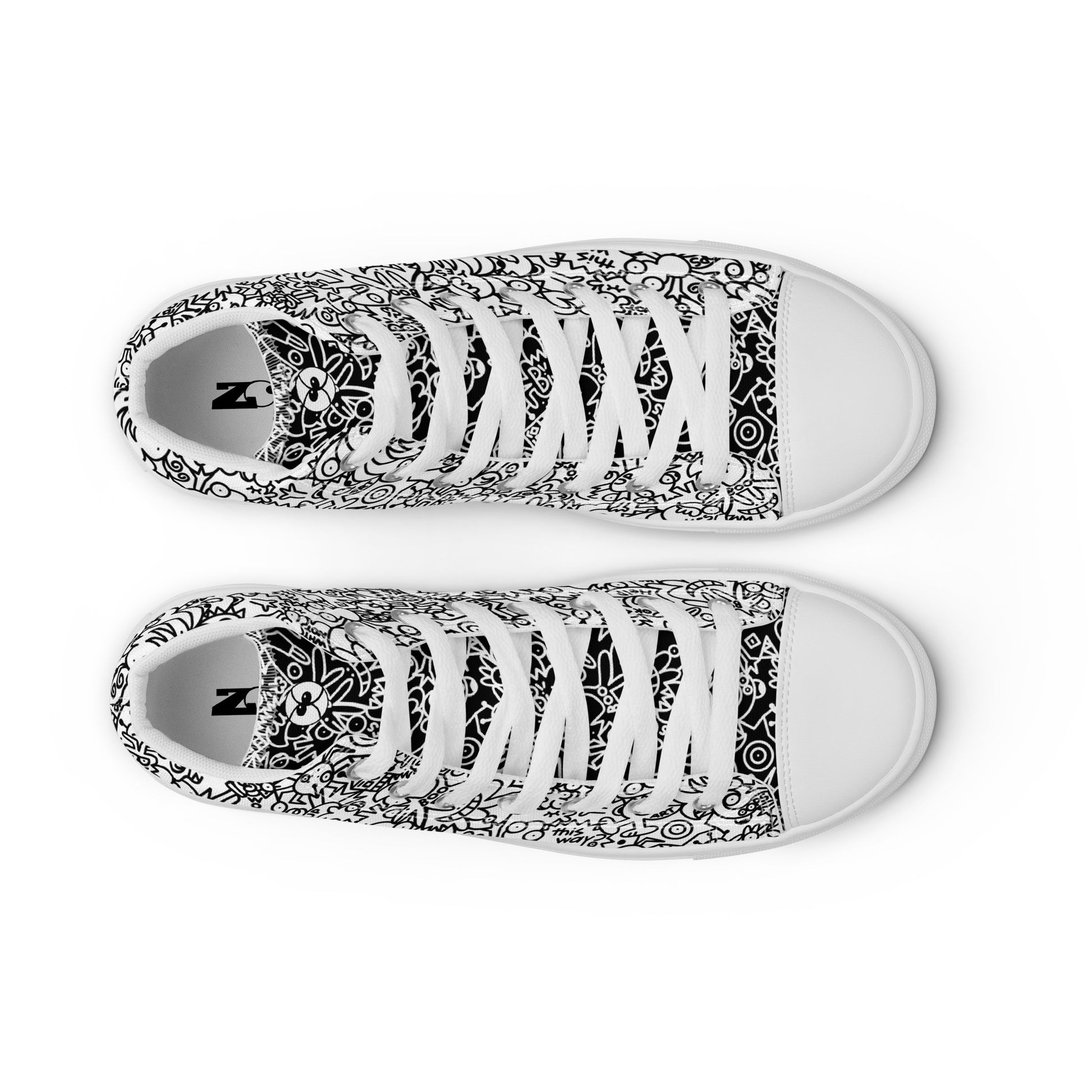 The Playful Power of Great Doodles for Bold People - Women’s high top canvas shoes. Top view