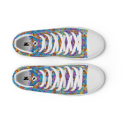 The ultimate sea beasts cast from the deep end of the ocean - Women’s high top canvas shoes. Top view