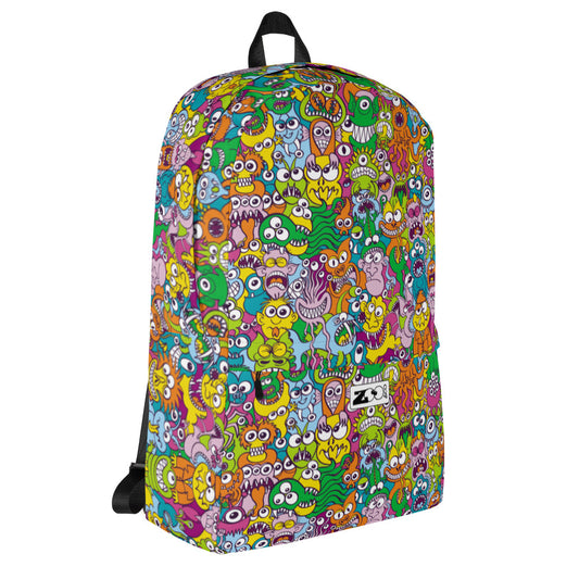 Terrific Halloween creatures ready for a horror movie Backpack. Overview