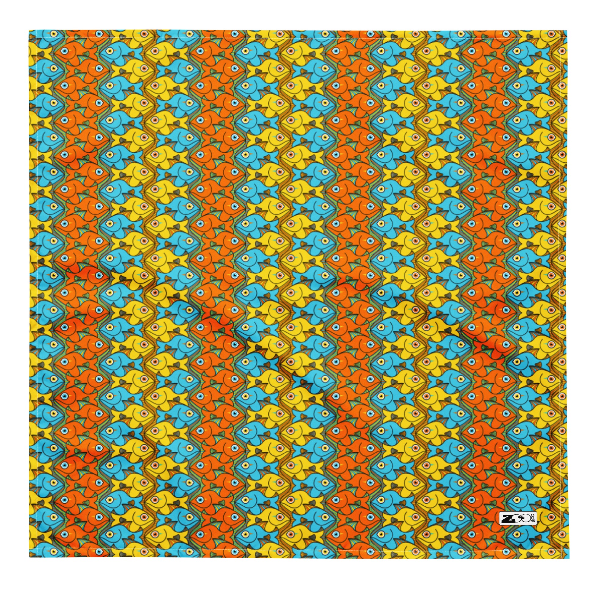 Smiling fishes colorful pattern All-over print bandana. Large size