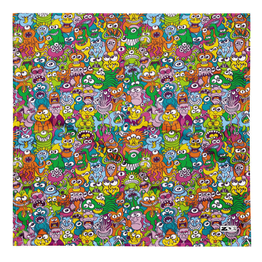 Terrific Halloween creatures ready for a horror movie All-over print bandana. Large size