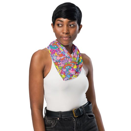 Doodle art street parade All-over print bandana. Lifestyle