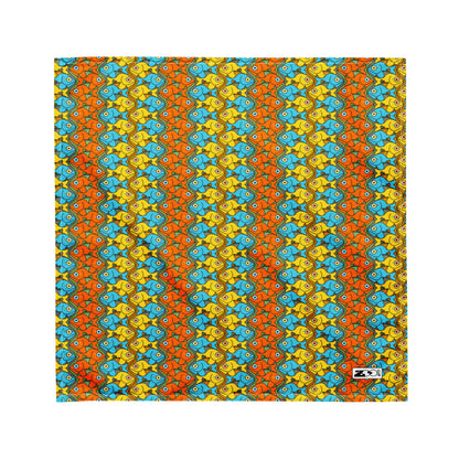 Smiling fishes colorful pattern All-over print bandana. Medium size