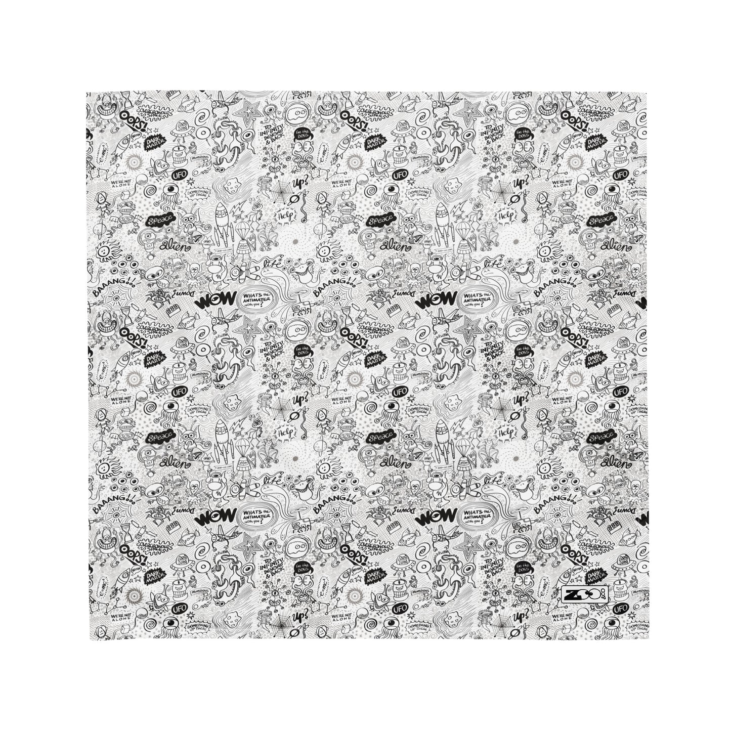 Celebrating the most comprehensive Doodle art of the universe All-over print bandana. Medium size