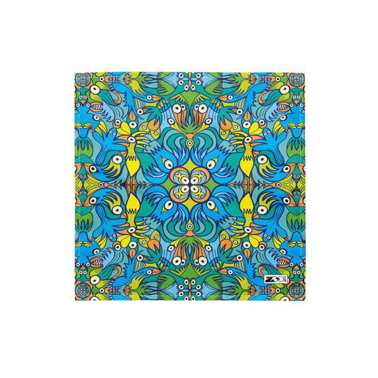 Exotic birds tropical pattern All-over print bandana. Small size