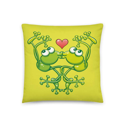 Cute frogs acrobatic kiss Basic Pillow-Basic pillows