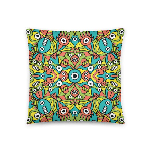 Alien monsters pattern design Basic Pillow-Basic pillows
