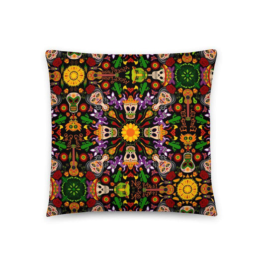 Mexican skulls celebrating the Day of the dead Basic Pillow-Basic pillows