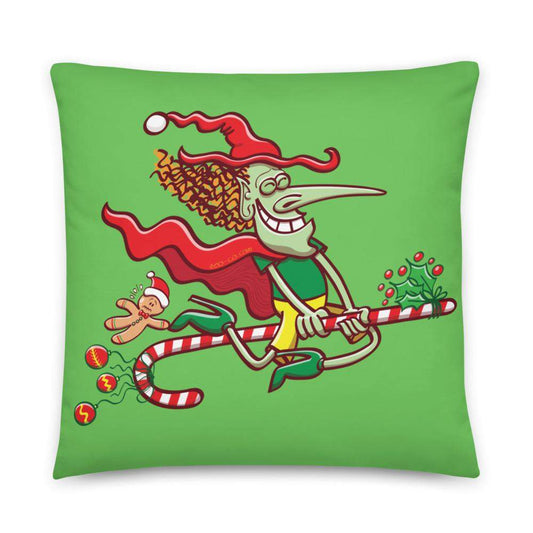 Mischievous witch having fun at Christmas Basic Pillow-Basic pillows,On sale