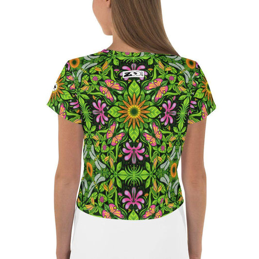 Magical garden full of flowers and insects All-Over Print Crop Tee-Crop Tees