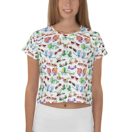Cool insects madly in love All-Over Print Crop Tee-Crop Tees