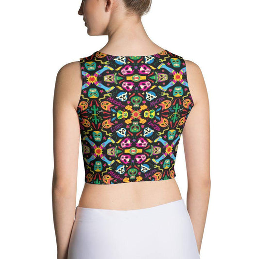 Mexican wrestling colorful party Crop Top-Crop Tops