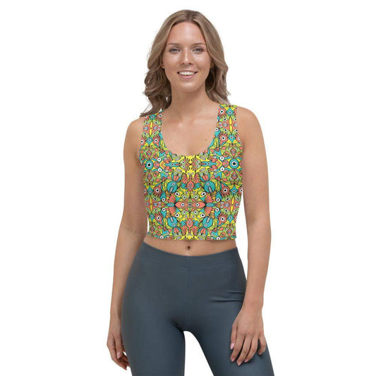 Alien monsters pattern design Crop Top-Crop Tops