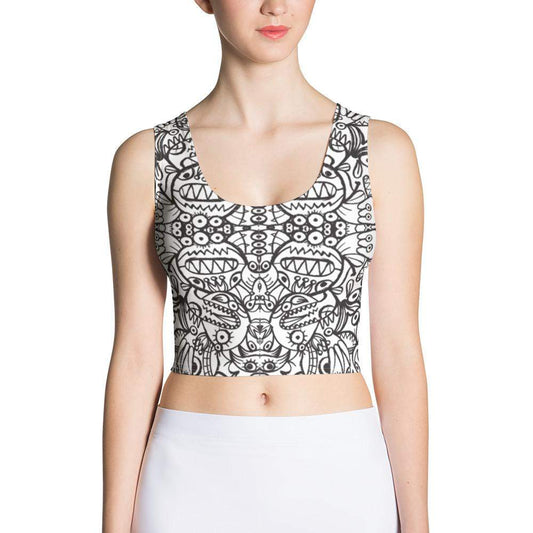 Brush style doodle critters Crop Top-Crop Tops