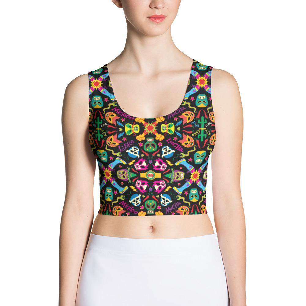 Mexican wrestling colorful party Crop Top-Crop Tops