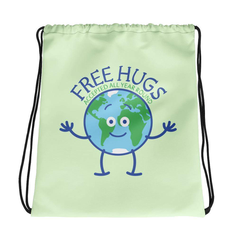 Planet Earth accepts free hugs all year round Drawstring bag-Drawstring bags