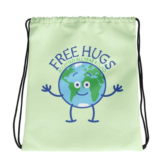 Planet Earth accepts free hugs all year round Drawstring bag-Drawstring bags