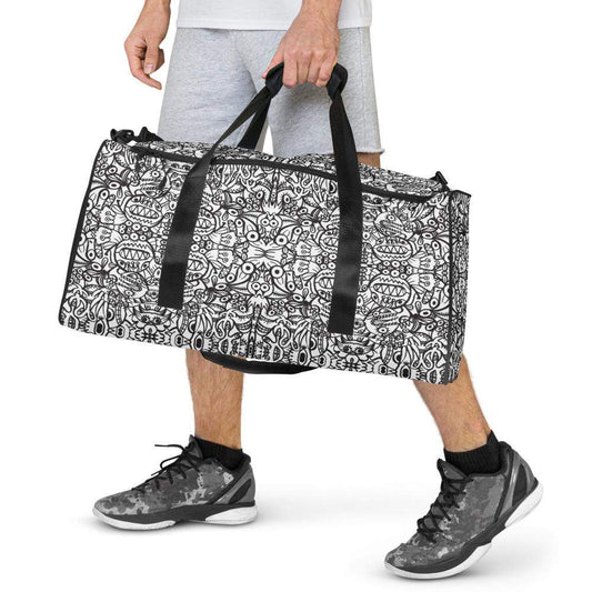 Brush style doodle critters Duffle bag-Duffle bags